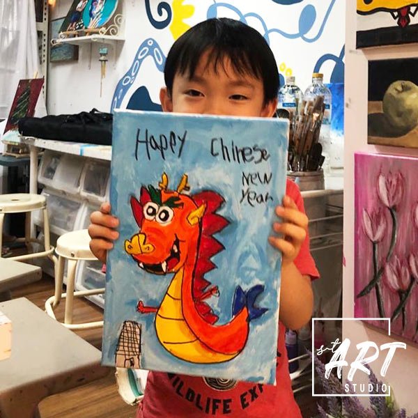 Chinese New Year dragon painting by student