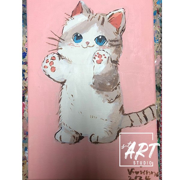 Student artwork of a cute cat