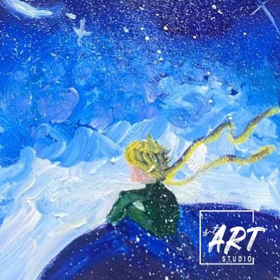 Dreamy night sky painting by stART Studio student